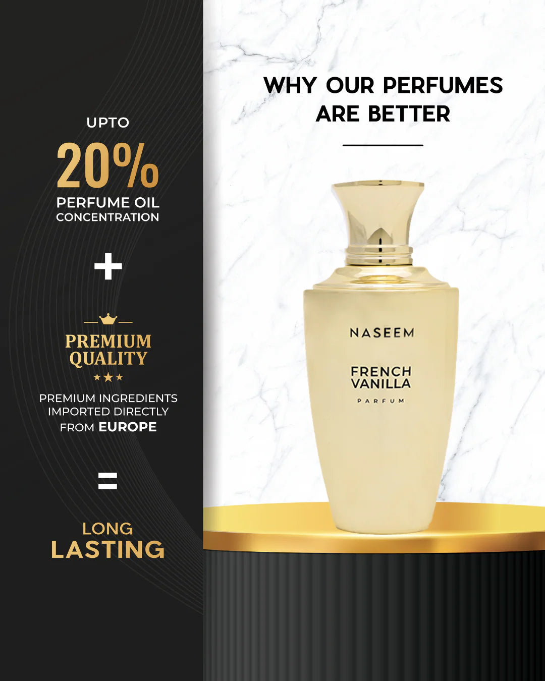 French Vanilla Parfum by Naseem — Why Our Perfumes Are Better infographic