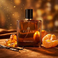 Titan by Khadlaj — bottle lifestyle shot with amber, vanilla and mandarin